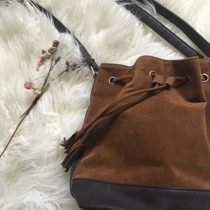 NEW Faux suede and leather bucket bag